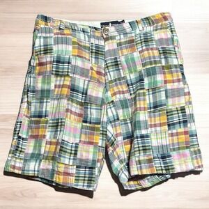 T. Harris London Chino Shorts Men's Size 34 Multicolor Madras Plaid 8"